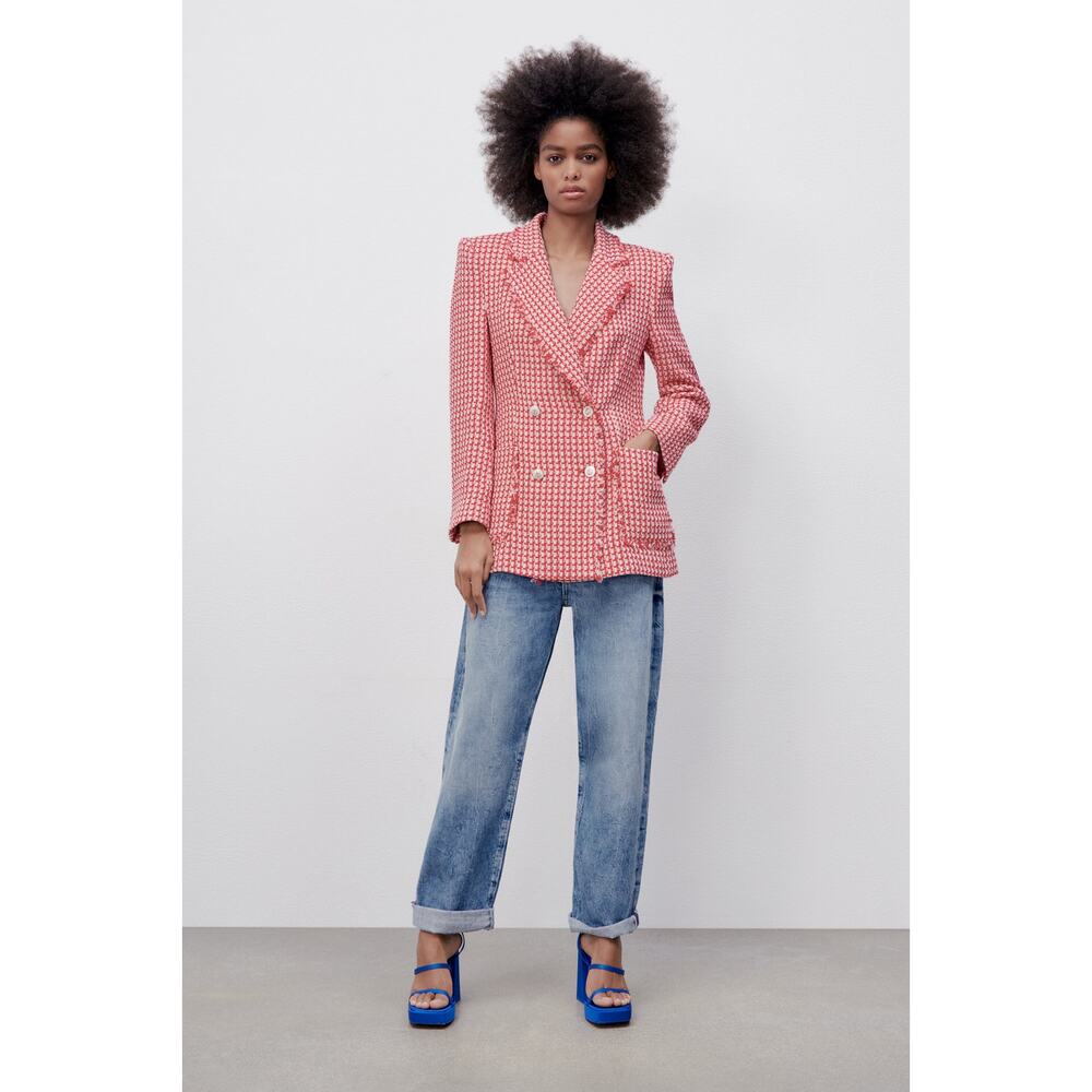 Zara Tweed Double Breasted Blazer Jacket 2443/148/330 Women’s Size Small